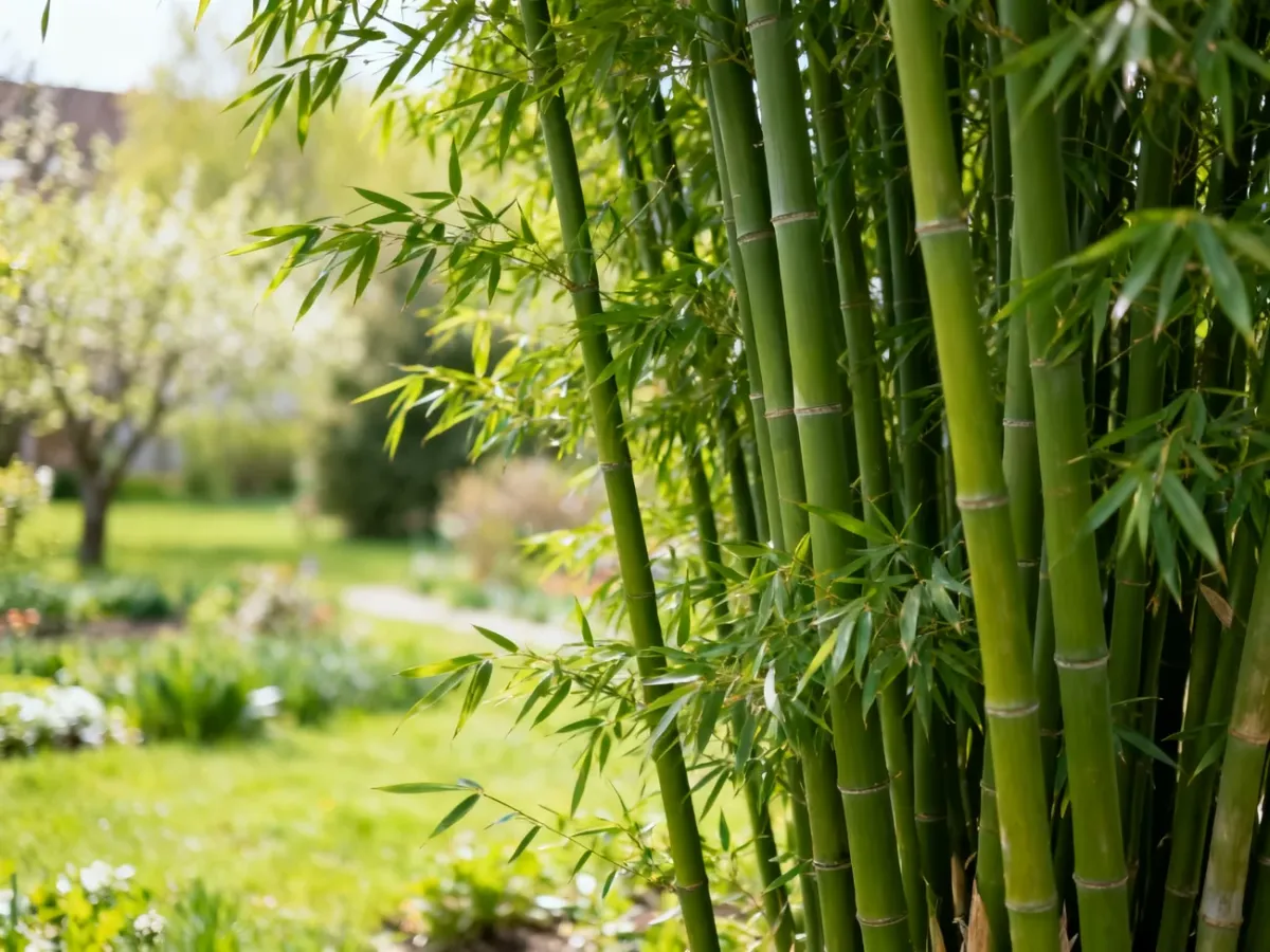 Bujny bambus drzewiasty Phyllostachys w ogrodzie