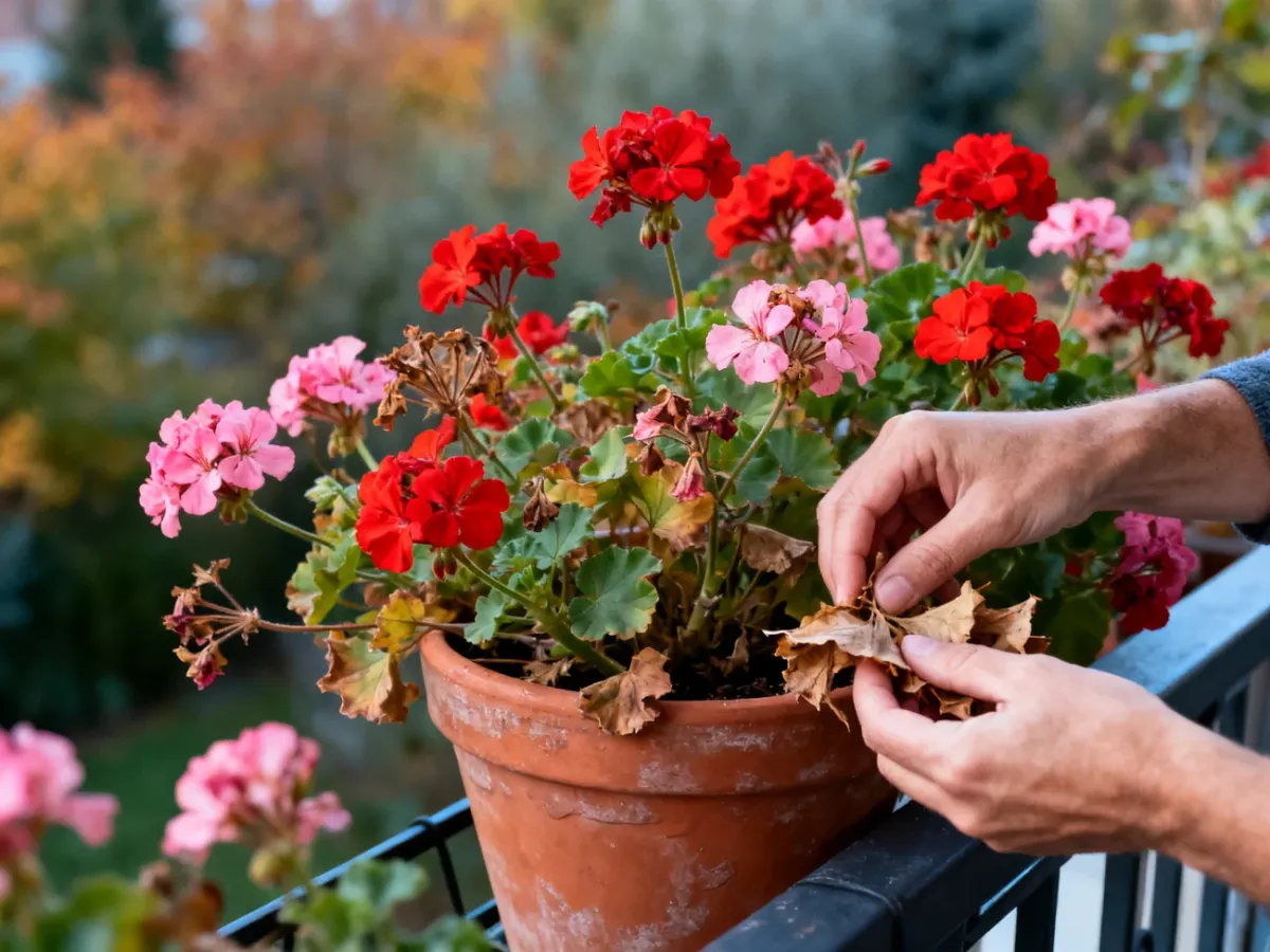 Pielęgnacja kwitnącej pelargonii przed jesiennym zimowaniem