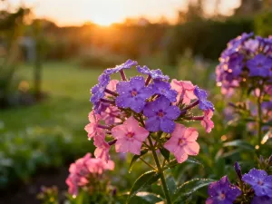 Zbliżenie na kwitnący kwiat kanny o czerwono-pomarańczowych płatkach z kroplami rosy w słonecznym ogrodzie.