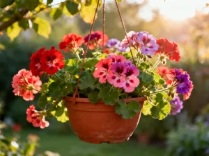 Zbliżenie na kwitnące kwiaty pysznogłówki w kolorze czerwieni i fioletu z kroplami rosy na zielonych liściach.