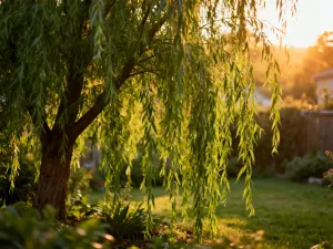 Kolorowe kwiaty calibrachoa w terakotowej donicy na drewnianym stole, oświetlone porannym słońcem.